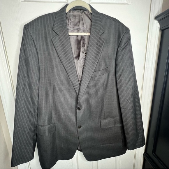 Brooks Brothers 346 Men’s 46L Gray Stripe 100% Wool Sport Coat Suit Jacket 46 L - Picture 13 of 16